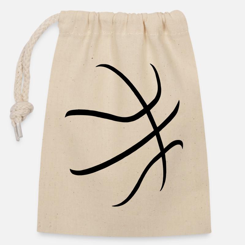 basketball - Verschließbarer Geschenkbeutel aus Baumwolle (14x20cm) - Natur