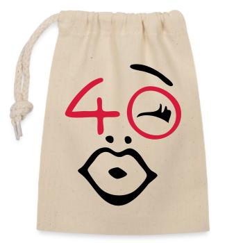 Wow, finally 40! - Closable cotton gift bag (14x20cm) - nature - Front