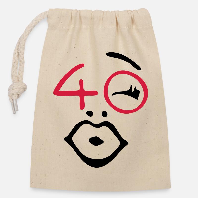 Wow, finally 40! - Closable cotton gift bag (14x20cm) - nature