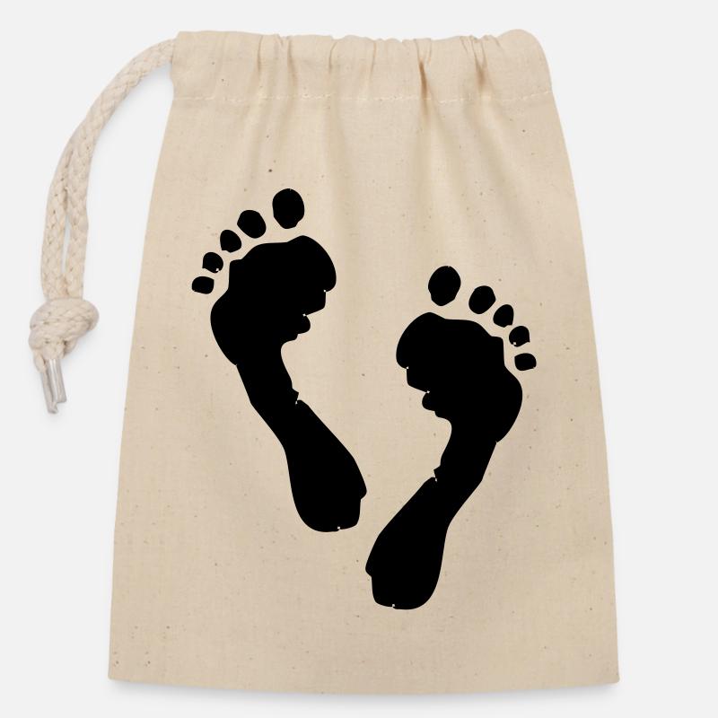 Silhouette des pieds - Sac cadeau en coton avec cordon (14 x 20 cm) - nature