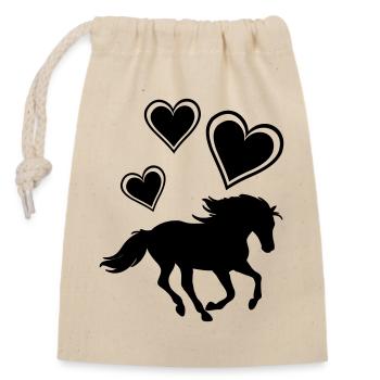 Horses, horse, riding, pony, cowboy, trot, Gallop - Closable cotton gift bag (14x20cm) - nature - Front