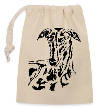 Galgo Kopf - Verschließbarer Geschenkbeutel aus Baumwolle (14x20cm) - Natur - Vorne