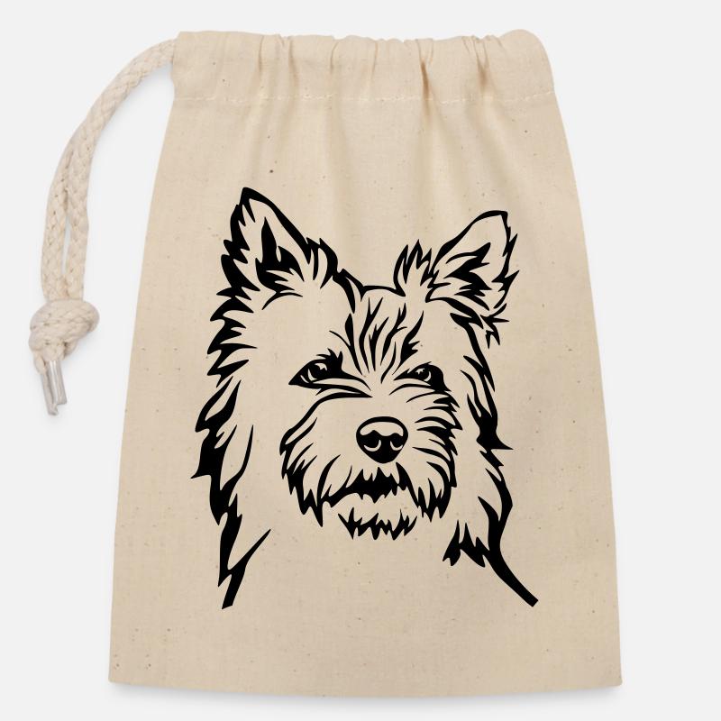 Cairn Terrier - Verschließbarer Geschenkbeutel aus Baumwolle (14x20cm) - Natur