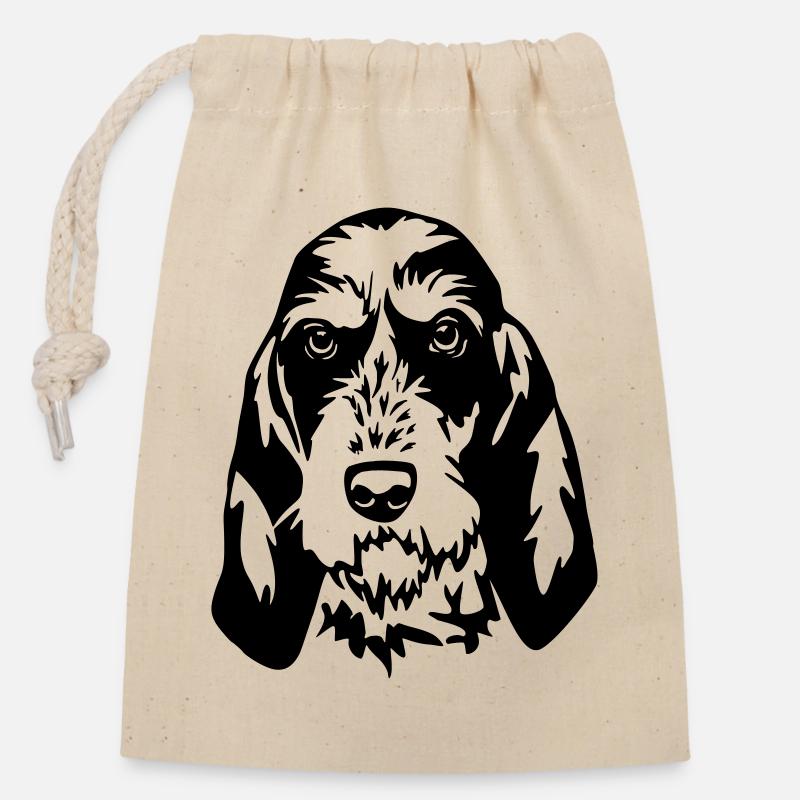 Griffon Bleu de Gascogne Tête - Sac cadeau en coton avec cordon (14 x 20 cm) - nature