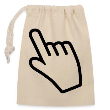 Hand pointing something with the index finger - Closable cotton gift bag (14x20cm) - nature - Front
