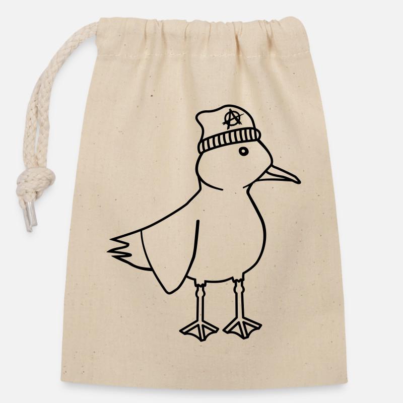 Möwe Anarchie – Freche maritim Hipster Küstenkunst - Verschließbarer Geschenkbeutel aus Baumwolle (14x20cm) - Natur