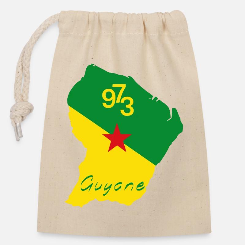 Guyane - Sac cadeau en coton avec cordon (14 x 20 cm) - nature