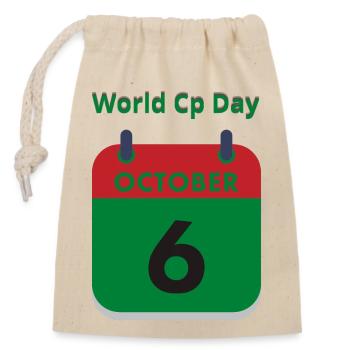 World Cp Day - Closable cotton gift bag (14x20cm) - nature - Front