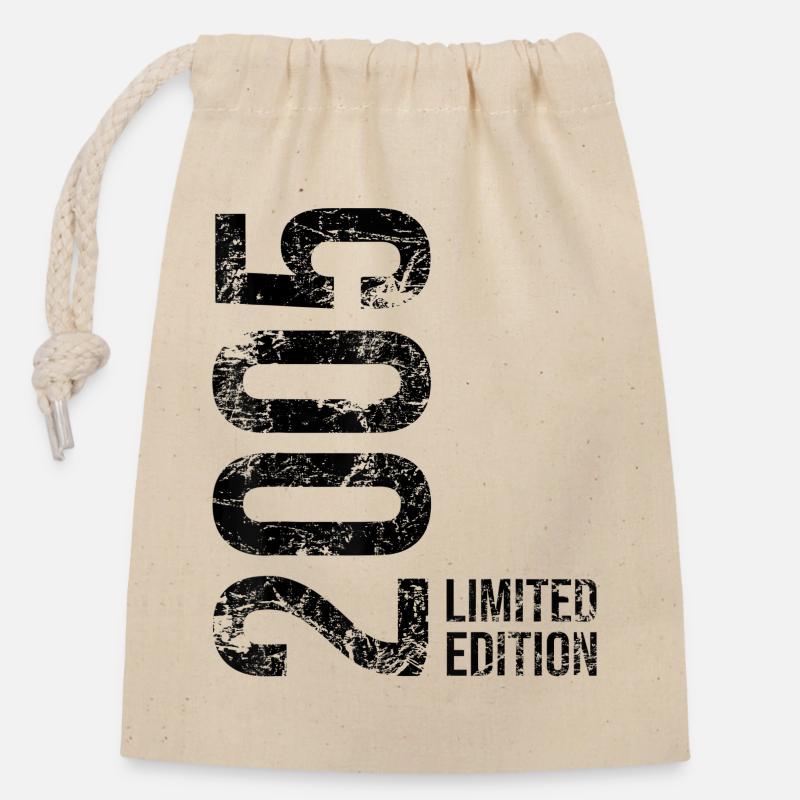 Design Graphique Limité Édition Audacieuse - Sac cadeau en coton avec cordon (14 x 20 cm) - nature