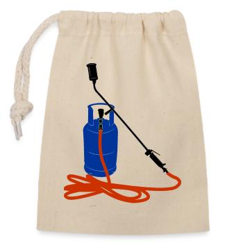 Gas bottle with gas burner color - Closable cotton gift bag (14x20cm) - nature - Front