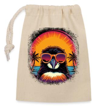 Gift Idea Chinstrap Penguin Present Geek Choreo DJ - Closable cotton gift bag (14x20cm) - nature - Front
