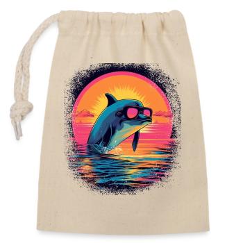 children boats sea fish boat present - Closable cotton gift bag (14x20cm) - nature - Front