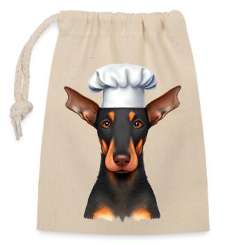 Dobermann Gastronom Hund Köche Dobermannwelpe - Verschließbarer Geschenkbeutel aus Baumwolle (14x20cm) - Natur - Vorne