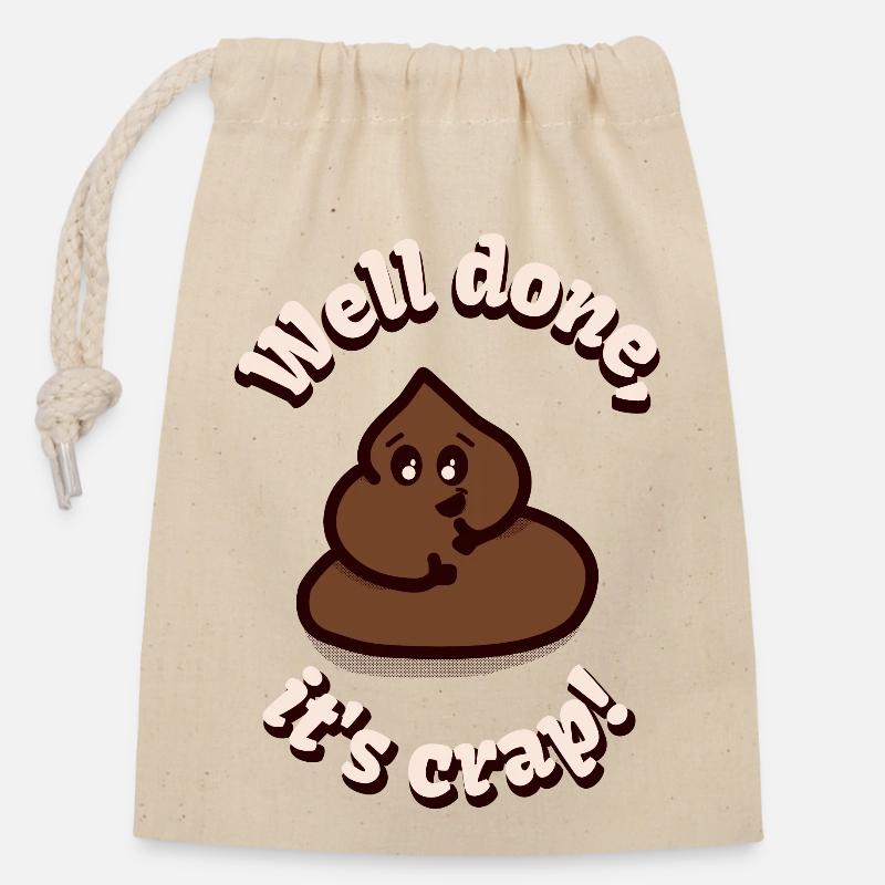 Bravo, c’est de la merde ! - Sac cadeau en coton avec cordon (14 x 20 cm) - nature