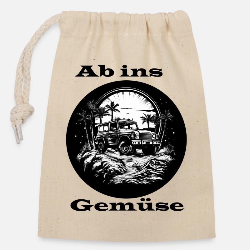 Ab ins Gemüse - Verschließbarer Geschenkbeutel aus Baumwolle (14x20cm) - Natur