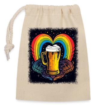 1960s Child Peace Sign Funky Hippy - Closable cotton gift bag (14x20cm) - nature - Front