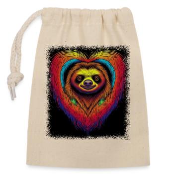 christmas coffee sloth hoodie running gift idea - Verschließbarer Geschenkbeutel aus Baumwolle (14x20cm) - Natur - Vorne