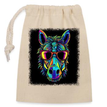 horse sayings birthday cool statement joke - Closable cotton gift bag (14x20cm) - nature - Front
