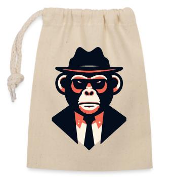 Noir Ape in a Sharp Suit - Closable cotton gift bag (14x20cm) - nature - Front