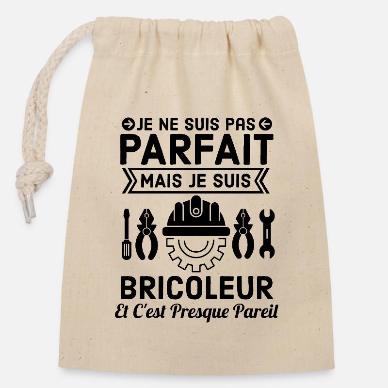 Pas parfait mais bricoleur 4 - Sac cadeau en coton avec cordon (14 x 20 cm) - nature