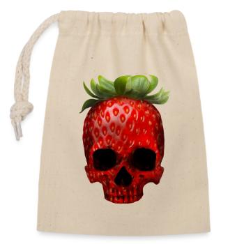 Crâne de fraise - Sac cadeau en coton avec cordon (14 x 20 cm) - nature - Devant