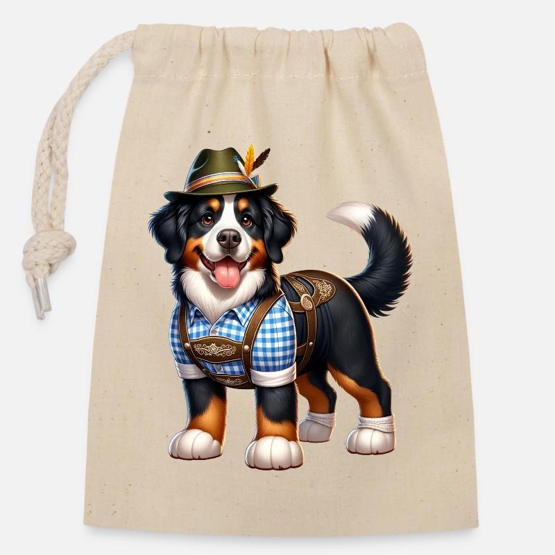 Bouvier bernois Bavaria - Sac cadeau en coton avec cordon (14 x 20 cm) - nature