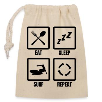 Surfing Saying - Closable cotton gift bag (14x20cm) - nature - Front