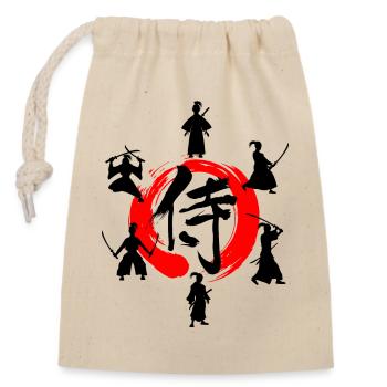 Enso zen circle with Samurai - Closable cotton gift bag (14x20cm) - nature - Front