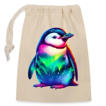Aurora Borealis Penguin - Closable cotton gift bag (14x20cm) - nature - Front