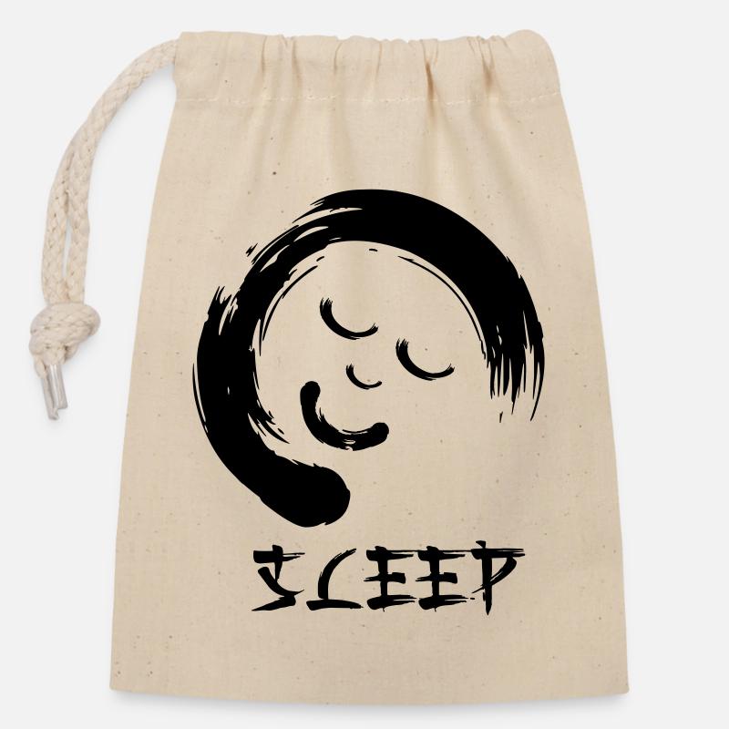Enzo zen smiley Ensie Sleep - Closable cotton gift bag (14x20cm) - nature