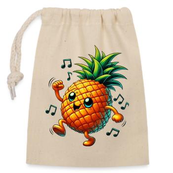 Ananas-Tänze-Musik - Verschließbarer Geschenkbeutel aus Baumwolle (14x20cm) - Natur - Vorne