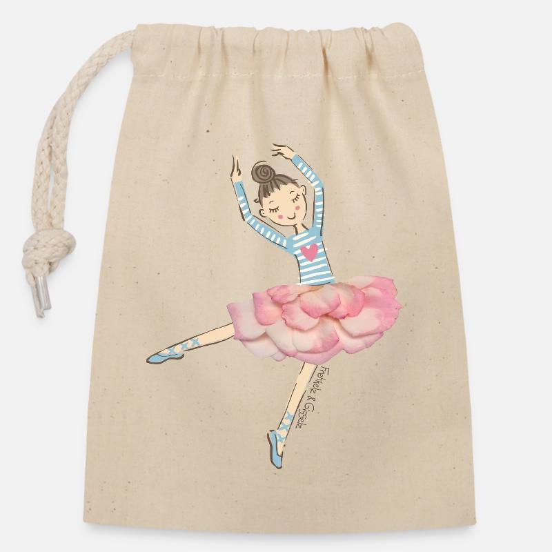 Danseuse étoile - Sac cadeau en coton avec cordon (14 x 20 cm) - nature