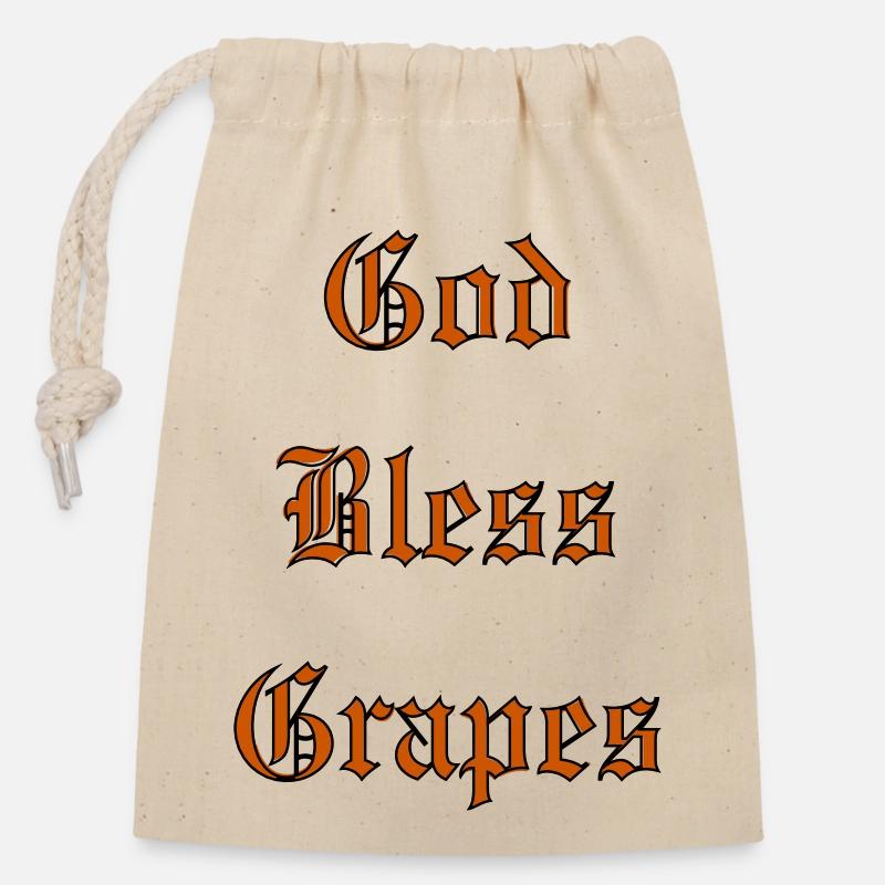 GodBlessGrapes - Closable cotton gift bag (14x20cm) - nature
