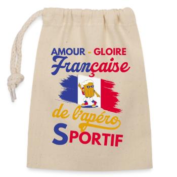 amour gloire française de l apéro sportif - Sac cadeau en coton avec cordon (14 x 20 cm) - nature - Devant