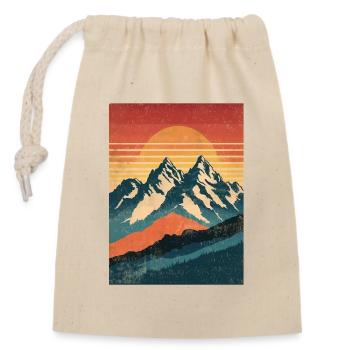 Retro Mountains with Sunset - Closable cotton gift bag (14x20cm) - nature - Front