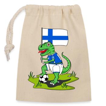 Drapeau de la Finlande Dinosaure Rex Football - Sac cadeau en coton avec cordon (14 x 20 cm) - nature - Devant
