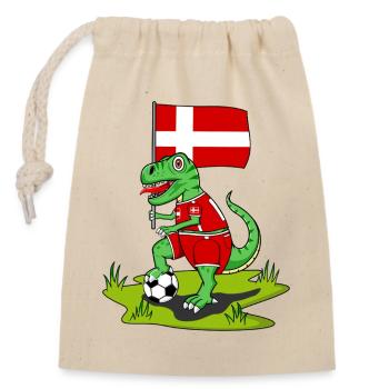 Dänemark Flagge Dinosaurier Rex Fußball  - Verschließbarer Geschenkbeutel aus Baumwolle (14x20cm) - Natur - Vorne