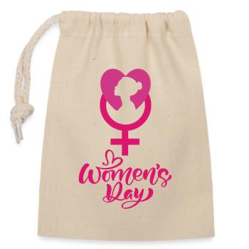 International Women's Day - Closable cotton gift bag (14x20cm) - nature - Front