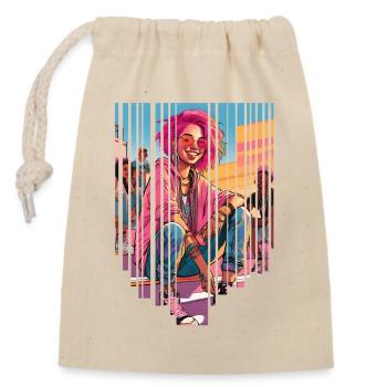 girl girlie wild punk freestyle love peace style - Closable cotton gift bag (14x20cm) - nature - Front