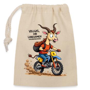 Taureau de motocross - Sac cadeau en coton avec cordon (14 x 20 cm) - nature - Devant