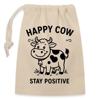 happycow - Verschließbarer Geschenkbeutel aus Baumwolle (14x20cm) - Natur - Vorne
