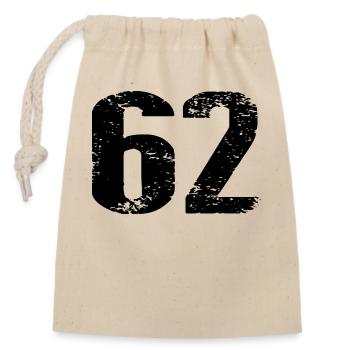62 Zahl Trikot - Verschließbarer Geschenkbeutel aus Baumwolle (14x20cm) - Natur - Vorne