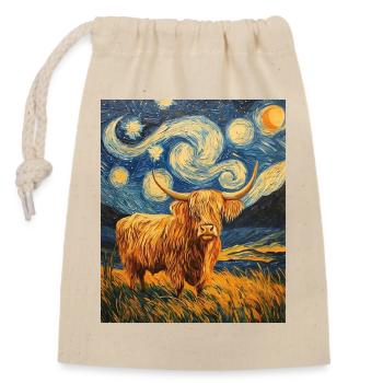 Highland Cow - Verschließbarer Geschenkbeutel aus Baumwolle (14x20cm) - Natur - Vorne
