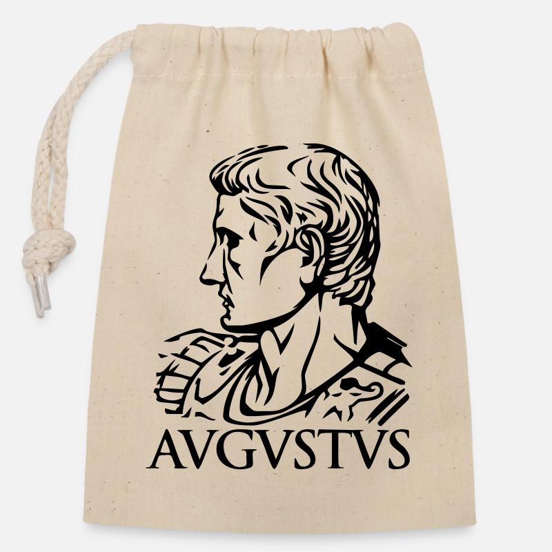 Auguste empereur romain « AVGVSTVS » Histoire Hommage - Sac cadeau en coton avec cordon (14 x 20 cm) - nature