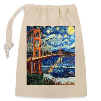 Pont du Golden Gate de San Francisco à la Van Gogh - Sac cadeau en coton avec cordon (14 x 20 cm) - nature - Devant