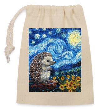  Igel Van Gogh Style Starry Night - Verschließbarer Geschenkbeutel aus Baumwolle (14x20cm) - Natur - Vorne