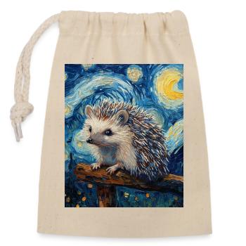  Igel Van Gogh Style Starry Night - Verschließbarer Geschenkbeutel aus Baumwolle (14x20cm) - Natur - Vorne