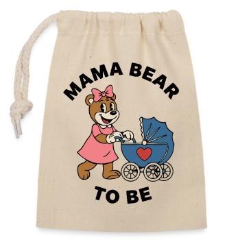 Mama Bär To Be – Kinderwagen Band T-Shirt - Verschließbarer Geschenkbeutel aus Baumwolle (14x20cm) - Natur - Vorne