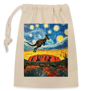 Kangeru Australie Van Gogh Style Nuit étoilée - Sac cadeau en coton avec cordon (14 x 20 cm) - nature - Devant