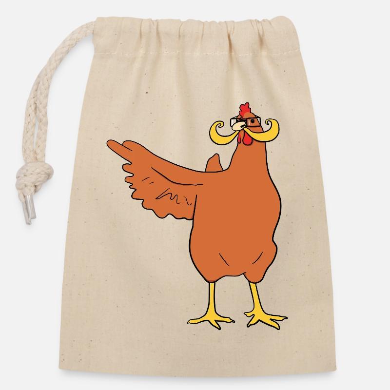 Pas de poulet ici - Sac cadeau en coton avec cordon (14 x 20 cm) - nature
